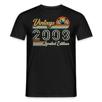 Anniversaire 17 Ans | Millésime 2008 Cadeau 2008 - T-shirt homme - noir - Devant - AI Model Male 178 light (178cm)