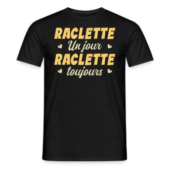 Raclette un jour raclette toujours manger fromage - T-shirt homme - noir - Devant - AI Model Male 178 light (178cm)