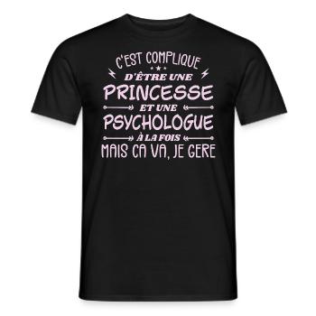 C'est compliqué d'être Une Princesse Psychologue - T-shirt homme - noir - Devant - AI Model Male 178 light (178cm)