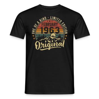 Cadeau Anniversaire Février 1963 Cool Février 1963 - T-shirt homme - noir - Devant - AI Model Male 178 light (178cm)