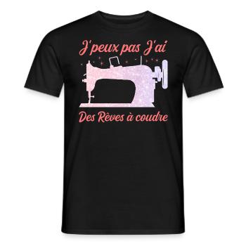 I can't I have dreams to sew humor - Men's T-Shirt - black - Front - AI Model Male 178 light (178cm)