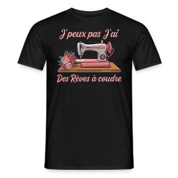 I can't I have dreams to sew humor - Men's T-Shirt - black - Front - AI Model Male 178 light (178cm)