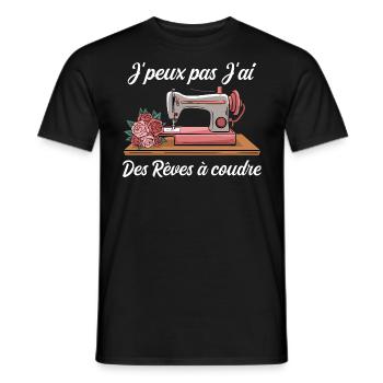 I can't I have dreams to sew humor - Men's T-Shirt - black - Front - AI Model Male 178 light (178cm)