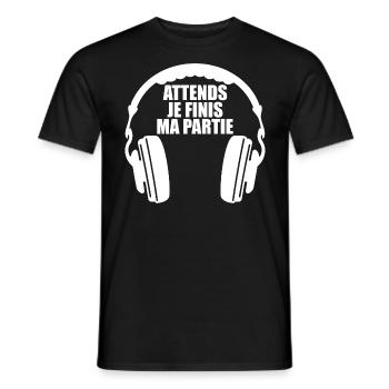 Attends Je Finis ma Partie Gamer Jeux Video Game - T-shirt homme - noir - Devant - AI Model Male 178 light (178cm)