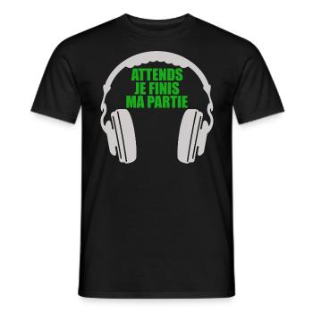 Attends Je Finis ma Partie Gamer Jeux Video Game - T-shirt homme - noir - Devant - AI Model Male 178 light (178cm)