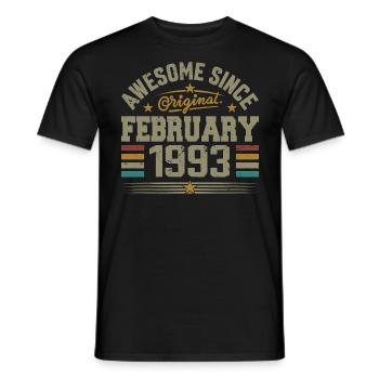 February 1993 32nd Anniversary Gift, February 1993 - Men's T-Shirt - black - Front - AI Model Male 178 light (178cm)