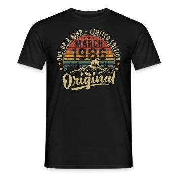 Birthday Ideas March 1986 Original March 1986 - Men's T-Shirt - black - Front - AI Model Male 178 light (178cm)