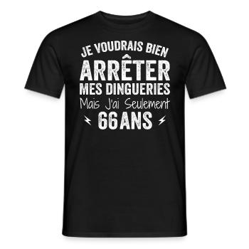 Cadeau 66e Anniversaire Droles 66 ans - T-shirt homme - noir - Devant - AI Model Male 178 light (178cm)