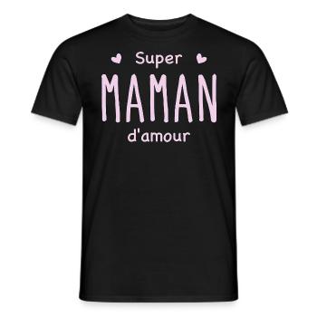 Super maman d'amour - T-shirt homme - noir - Devant - AI Model Male 178 light (178cm)