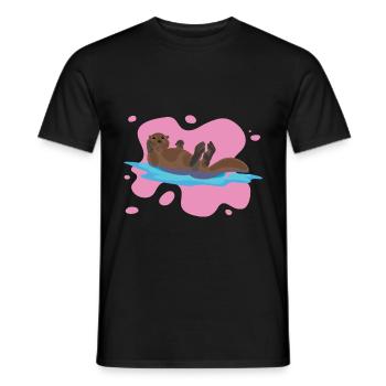 Mignon loutre animal amoureux des animaux cadeau loutre - T-shirt homme - noir - Devant - AI Model Male 178 light (178cm)