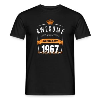 January 1967 - Men's T-Shirt - black - Front - AI Model Male 178 light (178cm)