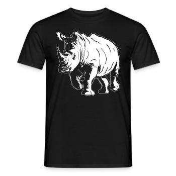 Rhino Sketch Rhinoceros Safari Wildtierliebhaber - Männer T-Shirt - Schwarz - Vorne - AI Model Male 178 light (178cm)