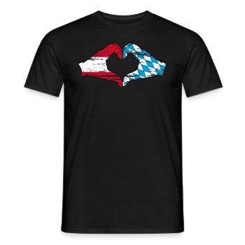 Austria Bavaria Flag Hands Heart Shape Used - Men's T-Shirt - black - Front - AI Model Male 178 light (178cm)
