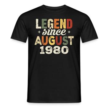 Août 1980 Anniversaire Août 1980 - Août 1980 - T-shirt homme - noir - Devant - AI Model Male 178 light (178cm)