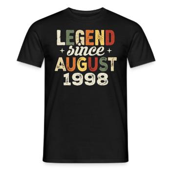 Août 1998 Anniversaire Août 1998 - Août 1998 - T-shirt homme - noir - Devant - AI Model Male 178 light (178cm)