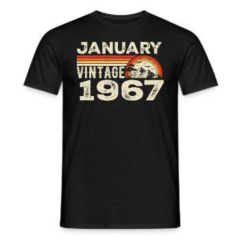 Janvier 1967 Vintage Anniversaire 1967, Né en 1967 - T-shirt homme - noir - Devant - AI Model Male 178 light (178cm)