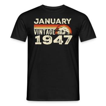 Januar 1947 Jahrgang Geburtstag 1947, geboren 1947 - Männer T-Shirt - Schwarz - Vorne - AI Model Male 178 light (178cm)
