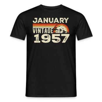 Janvier 1957 Vintage Anniversaire 1957, Né en 1957 - T-shirt homme - noir - Devant - AI Model Male 178 light (178cm)