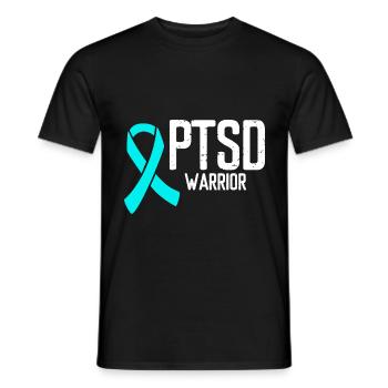 PTSD Awareness Vétéran Teal Ribbon Stress Warrior - T-shirt homme - noir - Devant - AI Model Male 178 light (178cm)