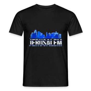 Israeli Jerusalem Gift Israel - Men's T-Shirt - black - Front - AI Model Male 178 light (178cm)