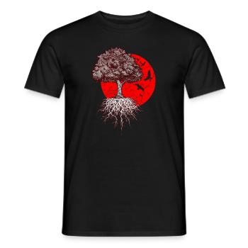 Japon art arbre soleil - T-shirt homme - noir - Devant - AI Model Male 178 light (178cm)