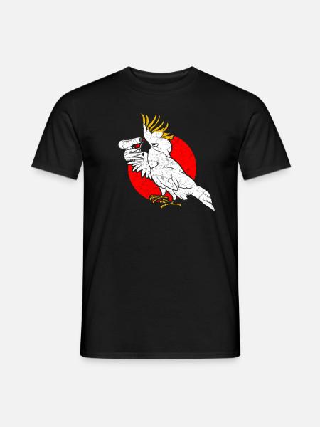 Funny cockatoo parrot hairstyle - Men's T-Shirt - black