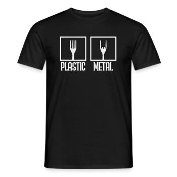 Plastique et métal, Heavy Metal, Hard Rock, Fourche - T-shirt homme - noir - Devant - AI Model Male 178 light (178cm)