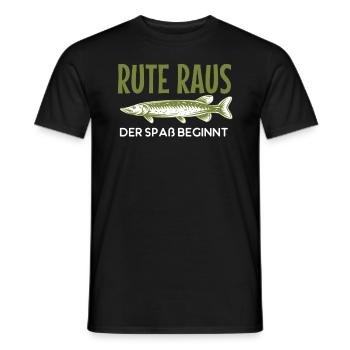 Rute raus der spaß beginnt, Angler Geschenkidee - Männer T-Shirt - Schwarz - Vorne - AI Model Male 178 light (178cm)