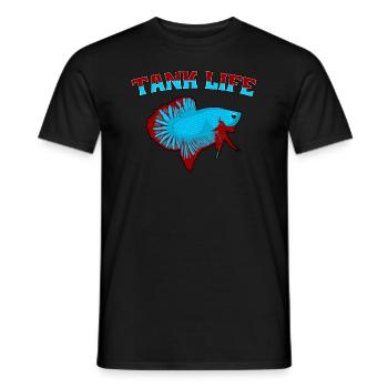 Betta Kampffisch Plakat Aquarium Aquarianer Scaper - Männer T-Shirt - Schwarz - Vorne - AI Model Male 178 light (178cm)