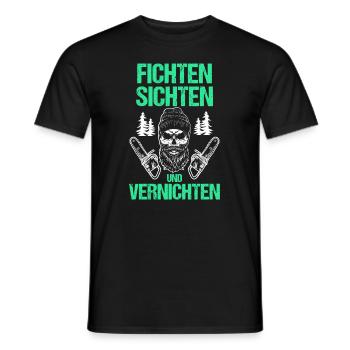 Fichten sichten und vernichten, Holzfäller, Waldar - Männer T-Shirt - Schwarz - Vorne - AI Model Male 178 light (178cm)
