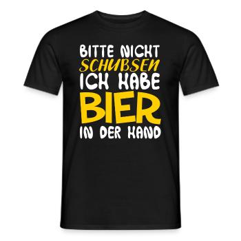 Bitte nicht schubsen Ich habe Bier in der Hand - Männer T-Shirt - Schwarz - Vorne - AI Model Male 178 light (178cm)