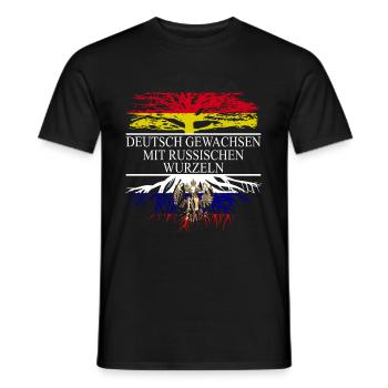 Deutsch gewachsen mit russischen Wurzeln Flagge Ru - Männer T-Shirt - Schwarz - Vorne - AI Model Male 178 light (178cm)