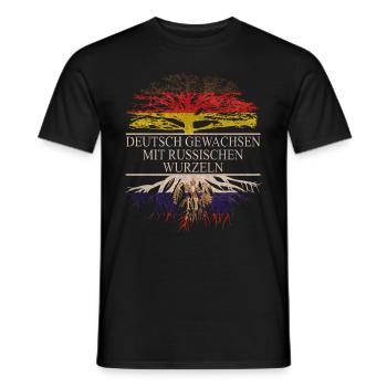 Deutsch gewachsen mit russischen Wurzeln Vintage - Männer T-Shirt - Schwarz - Vorne - AI Model Male 178 light (178cm)