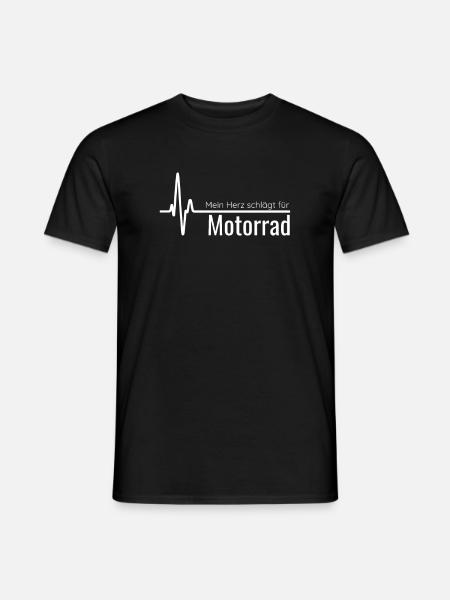 Mein Herz schlägt für Motorrad, Ekg, Herzschlag, M - Männer T-Shirt - Schwarz