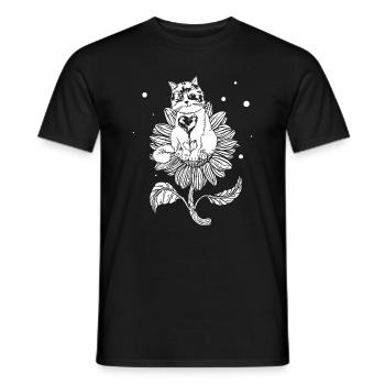 Cat Sunflower - Cute Cat Lover House Cat Owner - Men's T-Shirt - black - Front - AI Model Male 178 light (178cm)