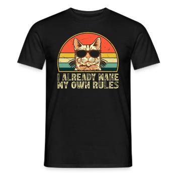 Propriétaire de chat - Drôle de chat - T-shirt homme - noir - Devant - AI Model Male 178 light (178cm)