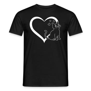 Katzenliebhaber - Katzenherz Katzenbesitzer - Männer T-Shirt - Schwarz - Vorne - AI Model Male 178 light (178cm)