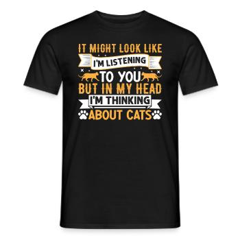 Mignon amoureux des chats I Mais dans ma tête je pense à - T-shirt homme - noir - Devant - AI Model Male 178 light (178cm)
