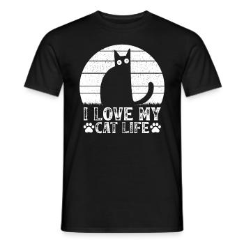 Propriétaire de chat Amoureux des chats J’aime mon chat - T-shirt homme - noir - Devant - AI Model Male 178 light (178cm)