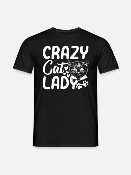 Verrückte Katzendame Katzenbesitzerin Niedliche Ka - T-shirt herr - svart