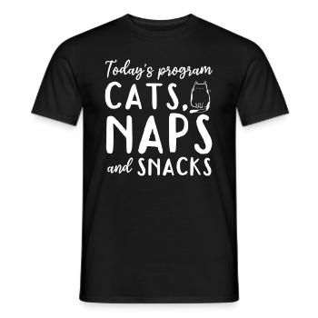 Funny Cat I Today's Program Cat Nap - Men's T-Shirt - black - Front - AI Model Male 178 light (178cm)