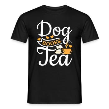 Dog Books Tea I Book Lovers Book Reading Hundeli - Men's T-Shirt - black - Front - AI Model Male 178 light (178cm)