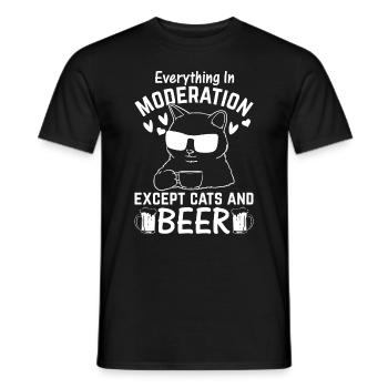 Alles in Maßen außer Katzen und Bier I Funny Cat - Männer T-Shirt - Schwarz - Vorne - AI Model Male 178 light (178cm)