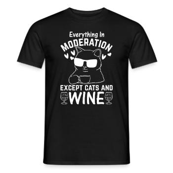 Drôle de chat I Tout avec modération sauf les chats et nous - T-shirt homme - noir - Devant - AI Model Male 178 light (178cm)