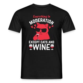 Alles in Maßen außer Katzen und Wein & Katzenliebh - Männer T-Shirt - Schwarz - Vorne - AI Model Male 178 light (178cm)