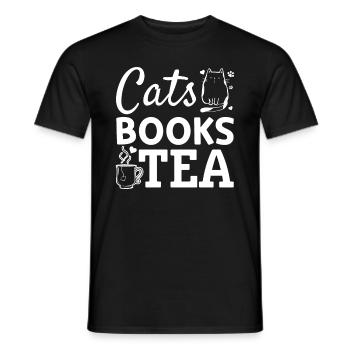 Katzen Bücher Tee I Buch Lesen Katzenliebhaber Buc - Männer T-Shirt - Schwarz - Vorne - AI Model Male 178 light (178cm)