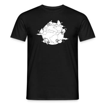 Cat Earth Funny Cat Meme for Cat Lovers - Men's T-Shirt - black - Front - AI Model Male 178 light (178cm)