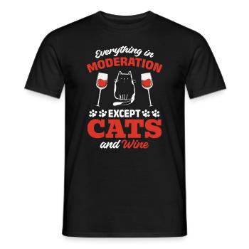 Alles in Maßen außer Katzen und Wein I Cat Lover - Männer T-Shirt - Schwarz - Vorne - AI Model Male 178 light (178cm)