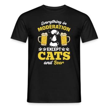 Alles in Maßen außer Katzen und Bier I Cat Lover - Männer T-Shirt - Schwarz - Vorne - AI Model Male 178 light (178cm)