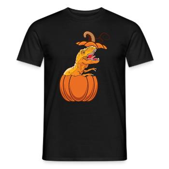 Pumpkin Dino Halloween Pumpkin Dinosaur - Men's T-Shirt - black - Front - AI Model Male 178 light (178cm)